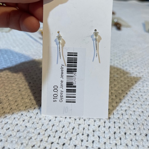 🐙Earrings ~Wooden Mustard Triangle NWT by Gypsy Jane - Picture 2 of 2